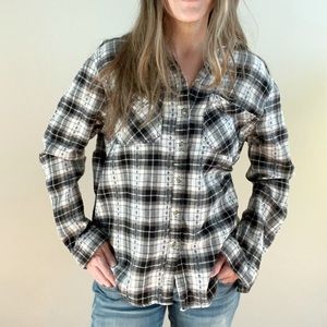 BDG Urban Outfitters Western Print Plaid Button Up Flannel Shirt